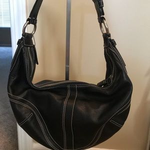 Black leather coach handbag
